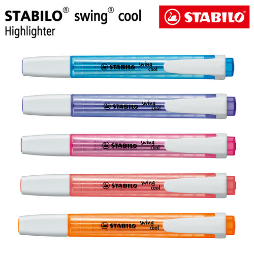 STABILO SET 5 - Swing Cool Highlighter Biru Pink Oranye Ungu Merah