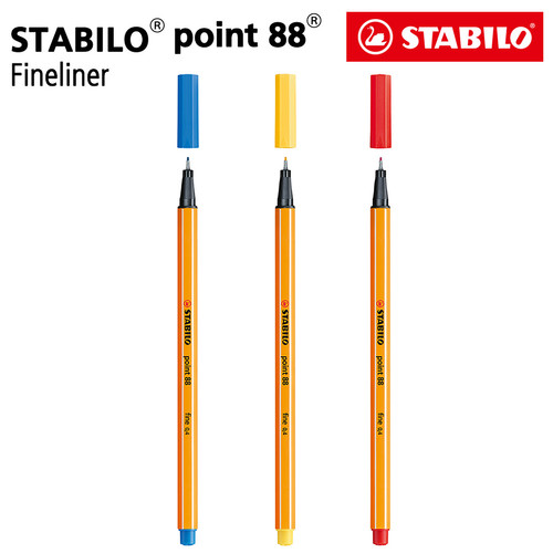 STABILO SET 3 - Point 88 - Yellow Red Ultramarine / Fineliner / Pen