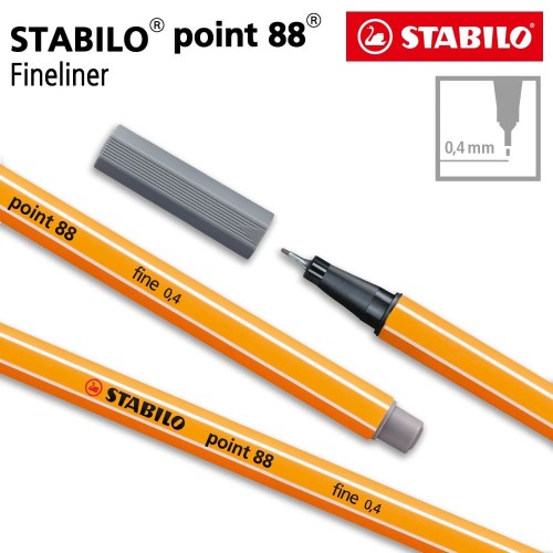 STABILO Point 88 Dark Grey 1pcs / Fineliner / Pen Warna Abu Tua