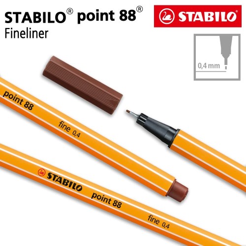 STABILO Point 88 Brown 1pcs / Fineliner / Pen Warna Cokelat