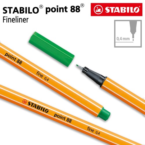 STABILO Point 88 Green 1pcs / Fineliner / Pen Warna Hijau