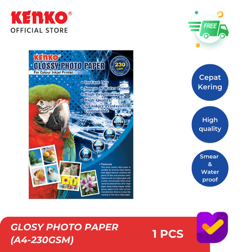 KENKO GLOSY PHOTO PAPER / KERTAS FOTO GLOSY (A4-230 GSM)