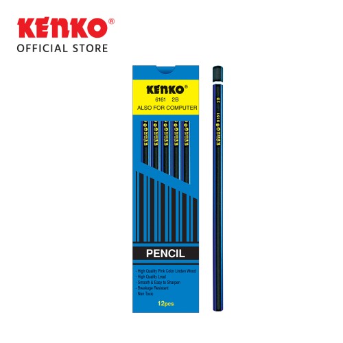 KENKO PENCIL 2B-6161 Biru Strip Hitam 2 PCS