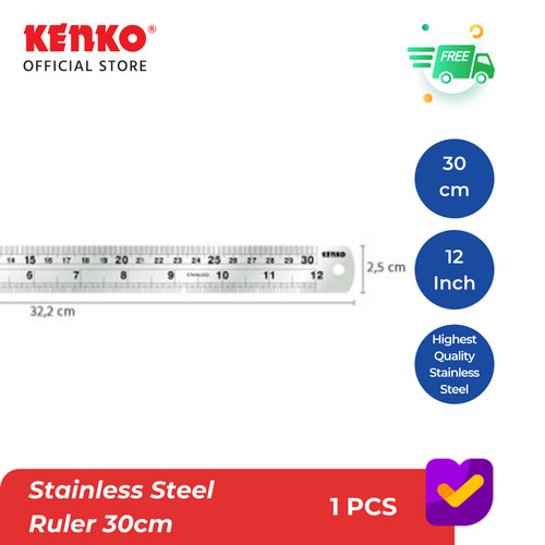 KENKO STAINLESS STEEL RULER / Penggaris Besi 30CM