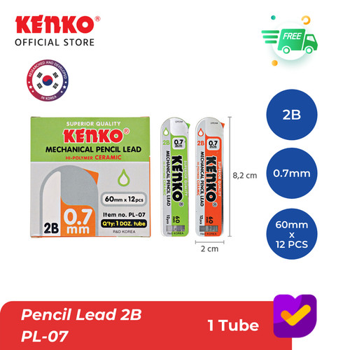 KENKO PENCIL LEAD / Isi Pensil Mekanik 2B PL-07 (0.7 Mm x 60 Mm)