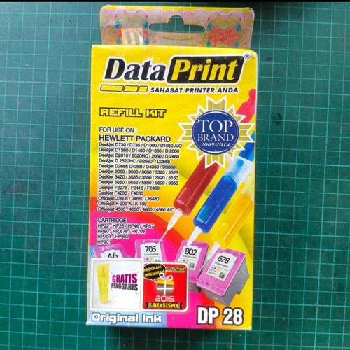 Refill tinta suntik HP dataprint/ DP 27 black/DP 28 colour original