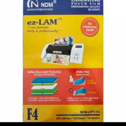 plastik laminating folio(F4) merk NDM pak 100 lbr