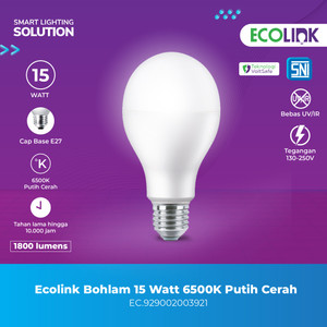 Lampu Bohlam Ecolink 15 Watt 15W Bulb Ecolink 6500K Putih Cerah Cool Day Light 15 W