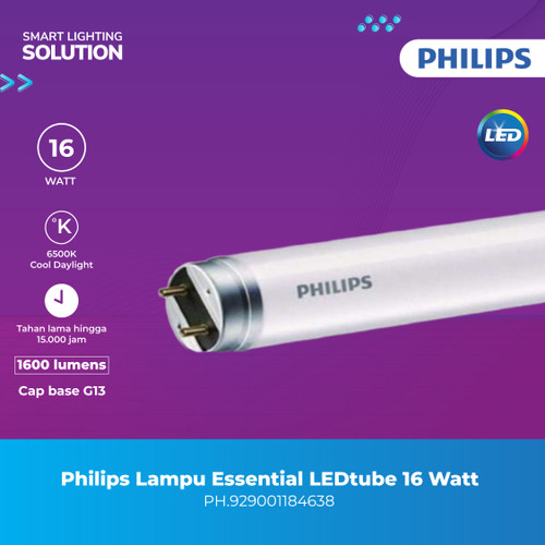 Philips Lampu Neon Essential LEDtube 16 Watt 16W Putih 1200mm 16W 765 T8 Cool DayLight