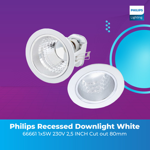 Lampu Downlight Philips 5W Cahaya Putih Lampu Sorot Cut Out 80mm