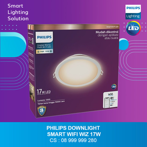 Philips Lampu Plafon Downlight Smart Wifi 17W Dimmable Wiz Connected