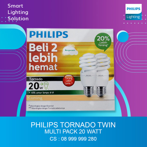 Lampu Philips Tornado Twin Multipack 20 watt Warm White Cahaya Kuning