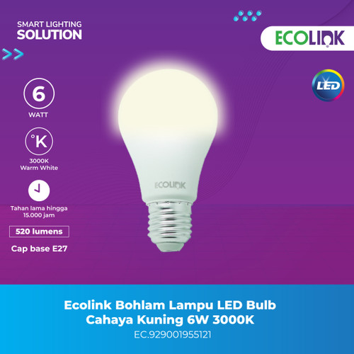 Ecolink Bohlam Lampu LED Bulb - Cahaya Kuning 6W 3000K