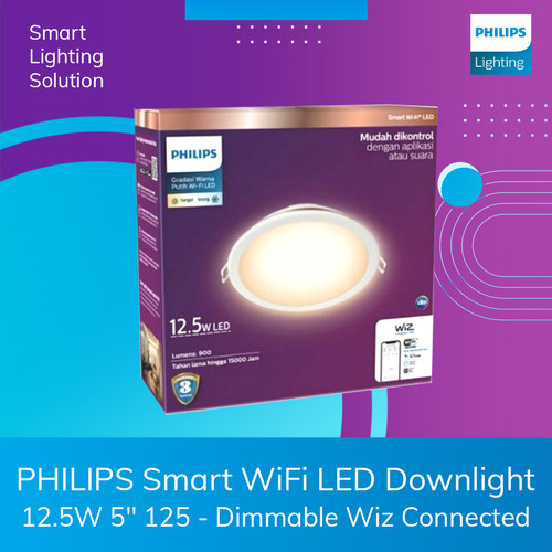 Philips Lampu Downlight Smart Wifi LED - 12.5W Dimmable Wiz Connected