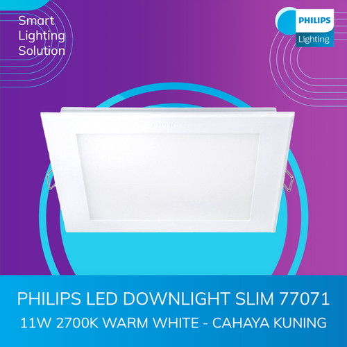 Lampu Plafon Downlight Philips Slim 11W Cahaya Kuning Warm White 77071