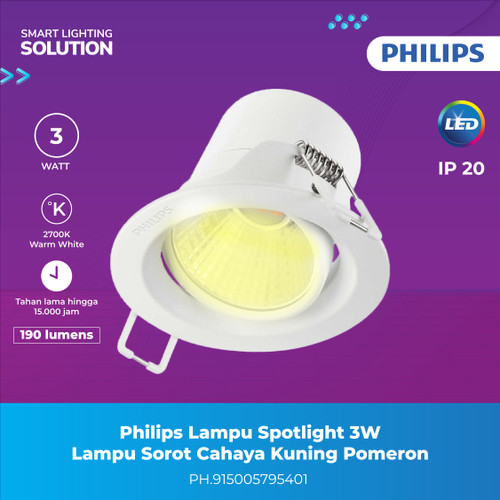 Philips Lampu Spotlight 3W Lampu Sorot Cahaya Kuning Pomeron