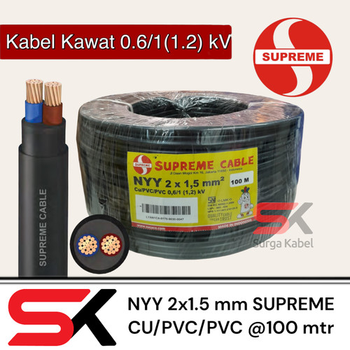 NYY 2x1.5mm SUPREME/ KABEL KAWAT 2 x 1.5mm/ NYY 2x1,5mm/ NYY 2 x 1,5