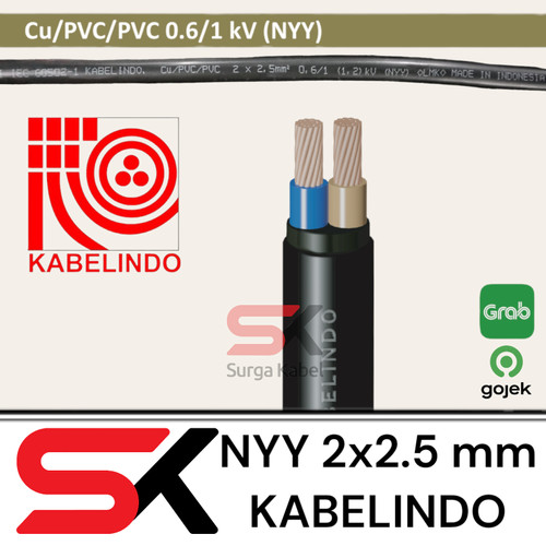 NYY 2x2.5 mm KABELINDO / NYY 2 x 2.5 mm / KABEL TUNGGAL/ ENGKEL/ KAWAT