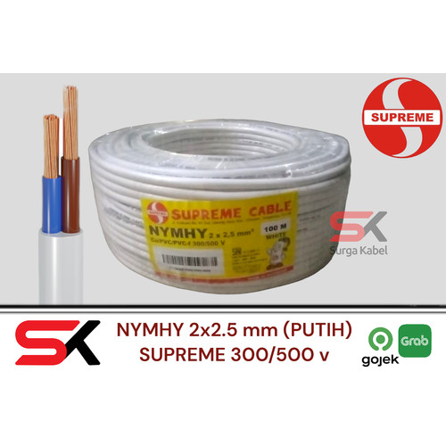 KABEL LISTRIK NYMHY 2x2.5 mm SUPREME / KABEL SERABUT NYMHY 2x2.5 mm SP