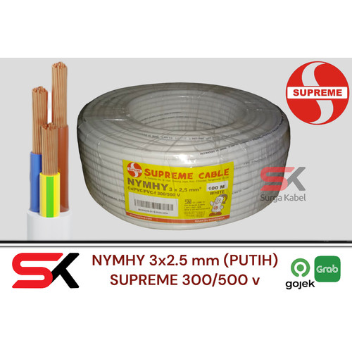 KABEL LISTRIK NYMHY 3x2.5 mm SUPREME / KABEL SERABUT NYMHY 3x2.5 mm SP