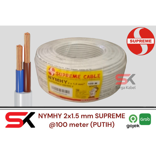 KABEL LISTRIK NYMHY 2x1.5 mm SUPREME / KABEL SERABUT NYMHY 2x1.5 mm