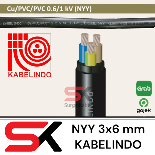 KABEL LISTRIK NYY 3x6 mm KABELINDO / NYY 3 x 6 / KABEL TUFUR 3x6