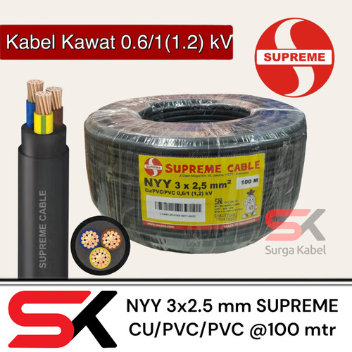 Kabel SUPREME NYY 3x2.5 mm SUPREME @100 meter