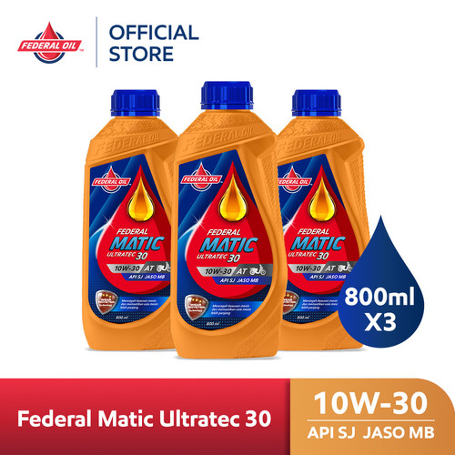 FEDERAL MATIC ULTRATEC 30 10W-30 800ml (3 Botol) - Oli Motor Matic