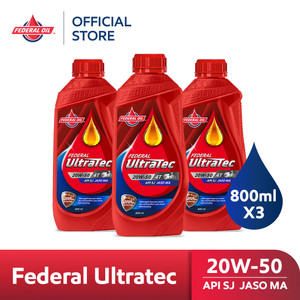 FEDERAL ULTRATEC 20W-50 0.8L 800ml (3 Botol) - Oli Motor Non Matic