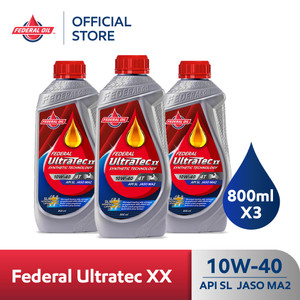 FEDERAL ULTRATEC XX 10W-40 0.8L 800ml (3 Botol) - Oli Motor Non Matic