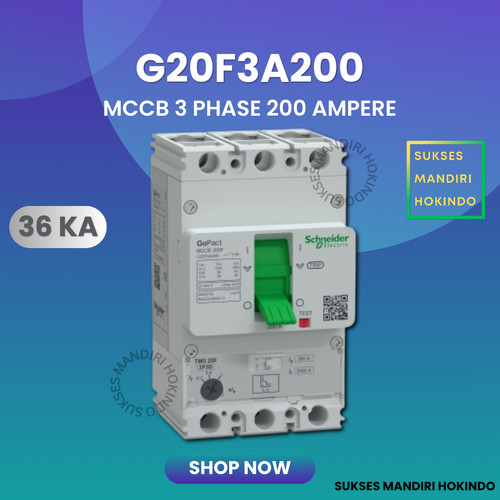 MCCB 3 Phase 200 Ampere 3P 200A Breaker G20F3A200 Gopact 3 Pas 200 Amper Schneider Original SNI