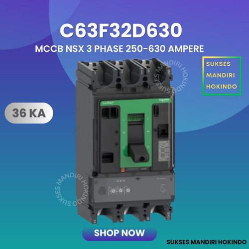 MCCB 3 Phase 630 Ampere 3P 630A Breaker 36kA 250-630 Amper C63F32D630 NSX630F Schneider Original SNI