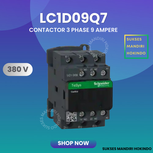 Kontaktor 3 Phase 9 Ampere 3P 9A 380 Volt LC1D09Q7 Schneider ORI SNI