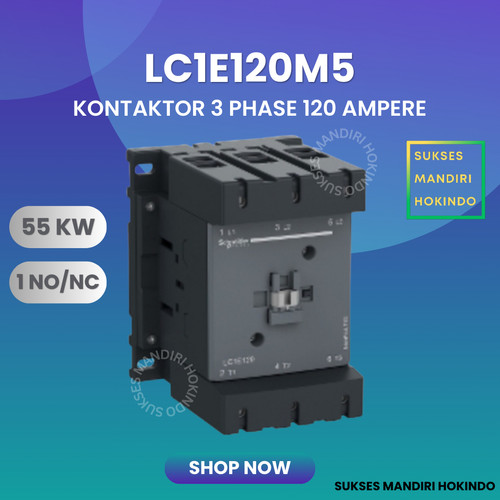 Kontaktor TVS 3 Phase 120 Ampere 220V 1NO/NC Schneider LC1E120M5 ORI