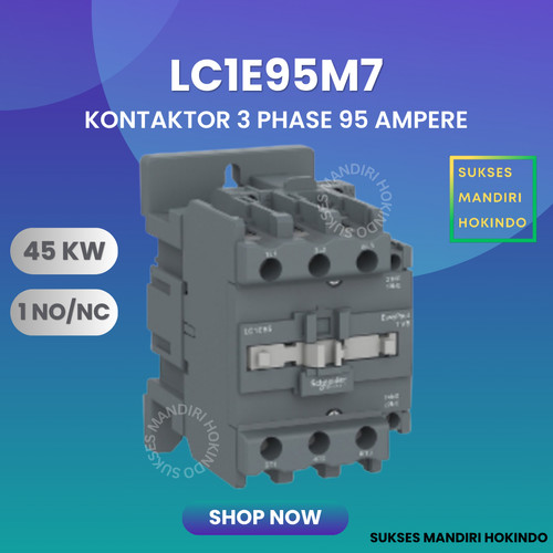 Schneider Contactor TVS 3 Phase 95 Ampere 45kW 1NO/NC LC1E95M7 ORI SNI