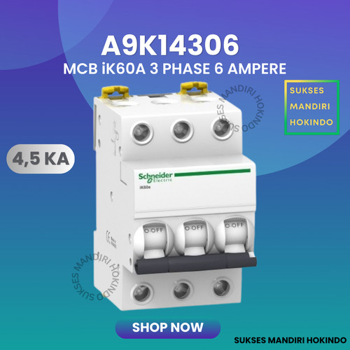 MCB 3P 6A 3 Phase 6 Ampere iK60A 4,5kA Schneider Original SNI