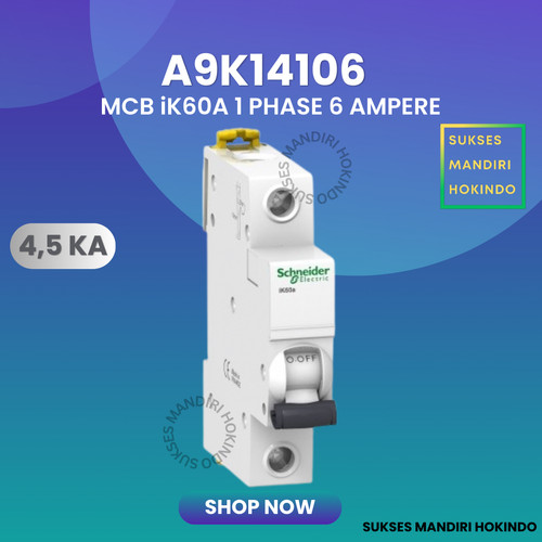 MCB 1 Phase 6 Ampere 1P 6A 4,5kA iK60A Schneider Original SNI