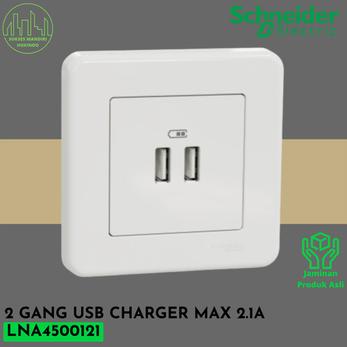 Stop Kontak 2 Gang USB Charger Hotel Max 2,1A Leona LNA4500121 ORI SNI