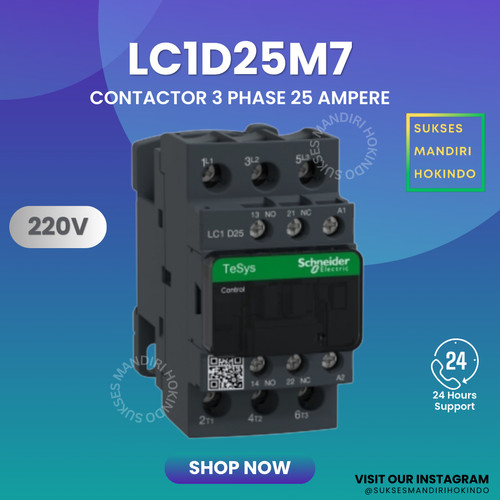 Kontaktor 3P 25A 3 Phase 25 Ampere LC1D25M7 Schneider Contactor ORI