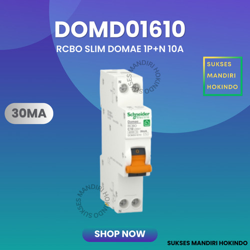 RCBO SLIM DOMAE 1P + N 10A 30mA Schneider Original SNI 10 Ampere NEW