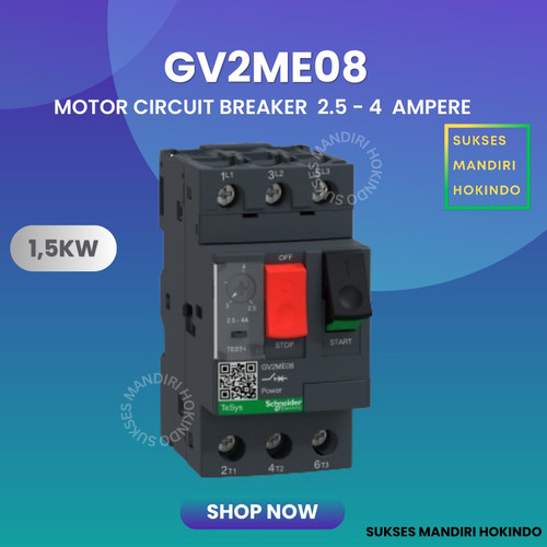 Motor Circuit Breaker GV2ME08 Schneider Original SNI 2,5 - 4 Ampere