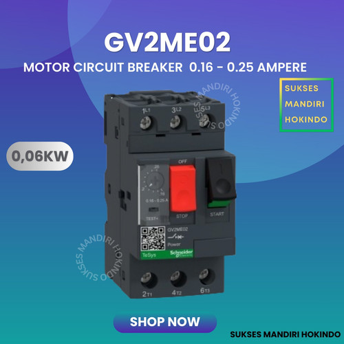 Motor Circuit Breaker GV2ME02 Schneider Original SNI 0,16 - 0,25 Amper