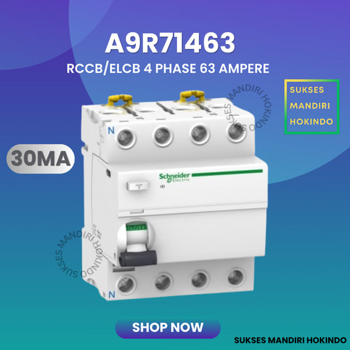 Elcb 4P 63A 4Phase 63Ampere 30mA RCCB ilD Schneider A9R71463 Original