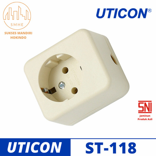 Uticon StopKontak 1 Lubang ST-118 Kotak Kontak Multi Original SNI 100%