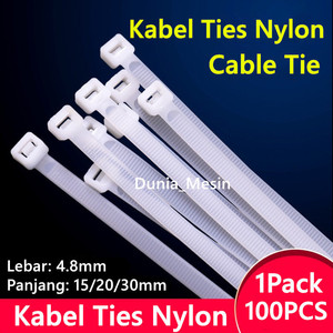 Kabel Ties Nylon Putih Cable Tie lebar 4.8mm panjang 150mm 200mm 300mm 1pack 100pcs