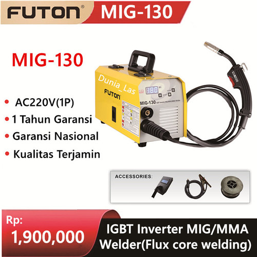 FUTON MIG-130 MIG 130A Mesin Inverter Trafo Las Tanpa Gas CO2 Welding