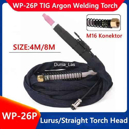 WP-26P TIG Argon Welding Lurus Straight Torch Head Kepala 4M 8M WP26