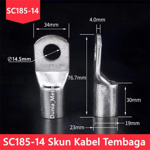 Skun Kabel Cable Scun Lug SC 185mm Lubang Baut 10mm 12mm 14mm 16mm