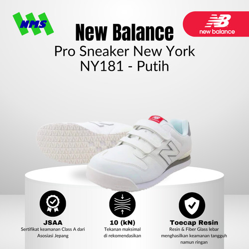 Sepatu Safety New Balance Pro Sneakers New York NY181 NY618 NY828 - Putih Hijau Abu White Green Grey Velcro Shoes Non Tali