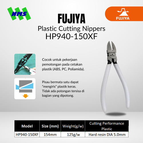 Tang Potong Gunpla FUJIYA HP940-150XF Plastic Cutting Nippers 150mm 6 Inci Single Thin Straight Blade Dengan Per